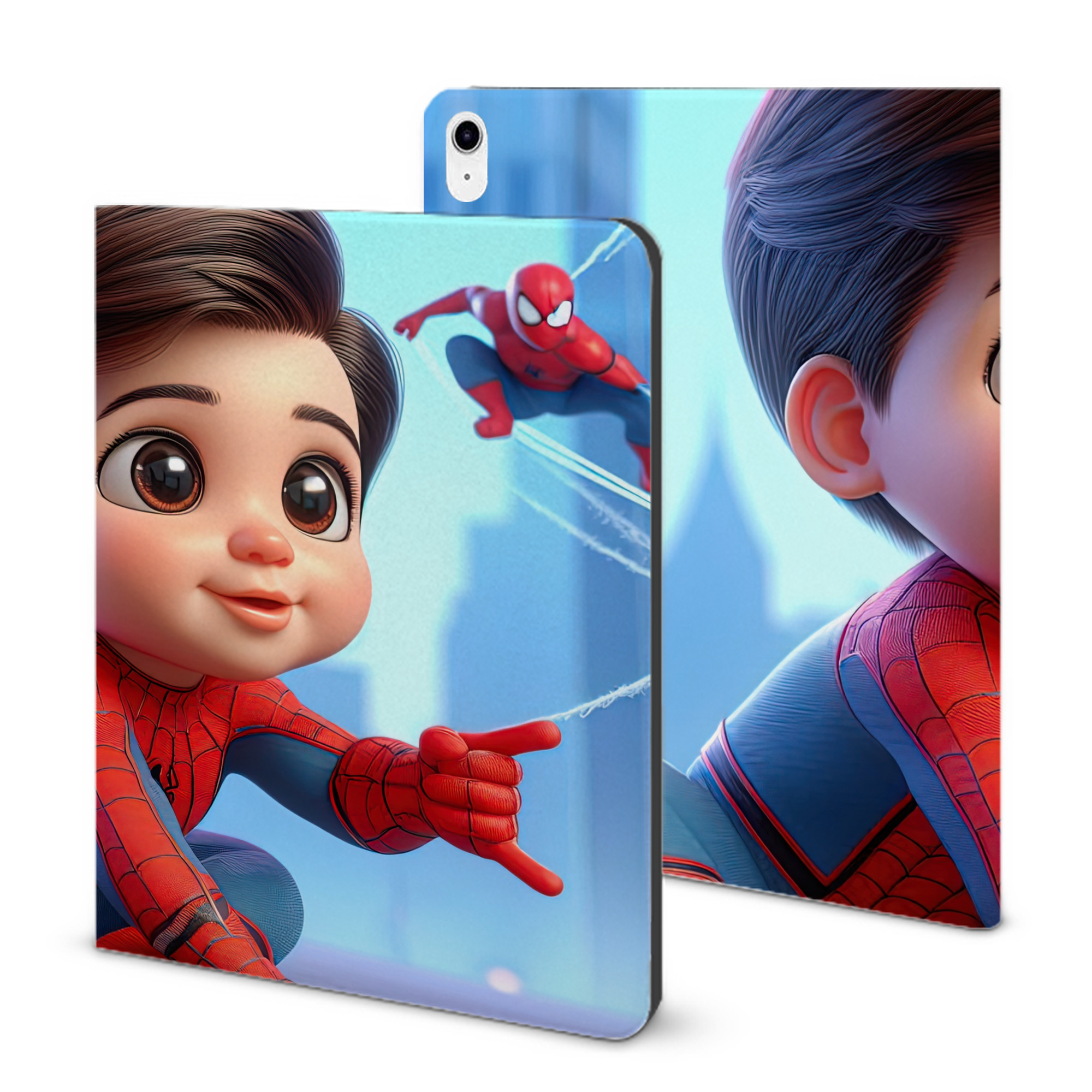 （画像用） Spider Man スパイダーマン IPad ケース ブック型 PUレザー TPU 耐衝撃 軽量 薄型 ペン収納なし 全面保護 IPad 各モデル対応